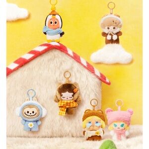 Pop bean fluffy and cozy series Cute Plush Keychain Set - Multicolor